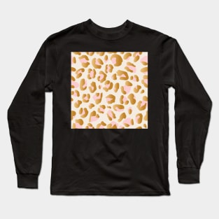 Pink and Rose Gold Leopard Print Long Sleeve T-Shirt